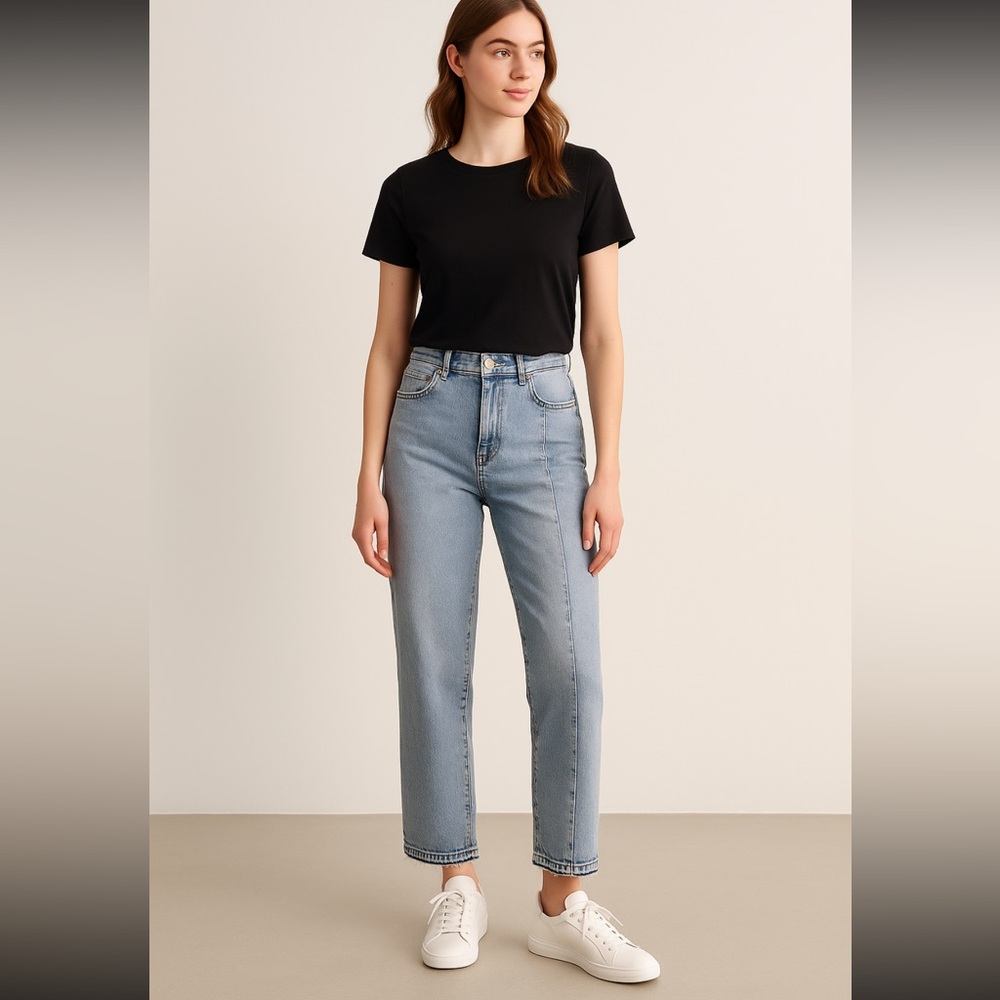 Straight Leg Raw hem Light Gray Jeans 26